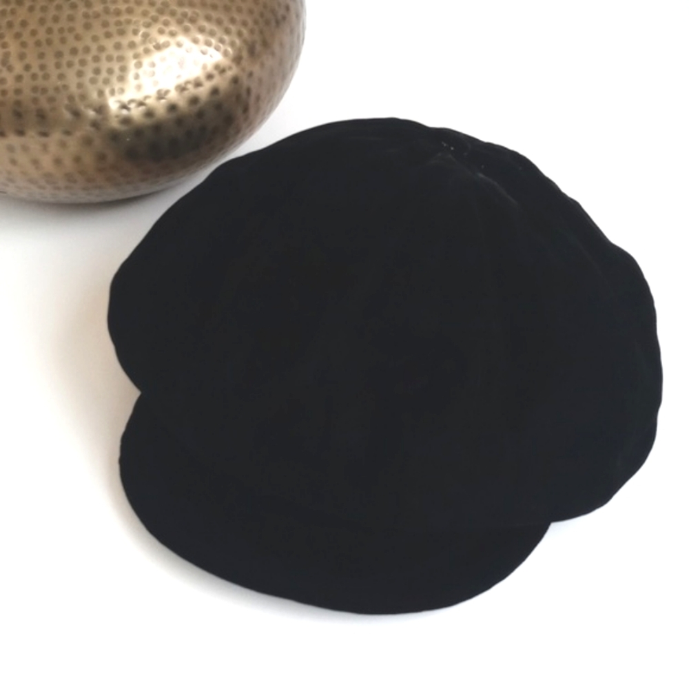 Bergdorf Goodman Vintage Black Velvet Baker Boy Cap By Corinne Hatton Size M - Picture 3 of 8